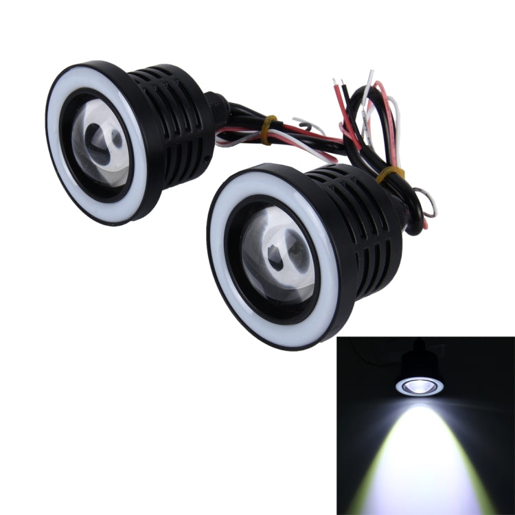 2 PCS 2.5 inch 10W 900 LM 6000K Car Fog Lights with Colorful Angle Eye Light, DC 12V