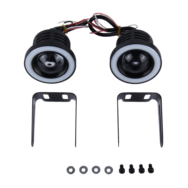 2 PCS 2.5 inch 10W 900 LM 6000K Car Fog Lights with Colorful Angle Eye Light, DC 12V