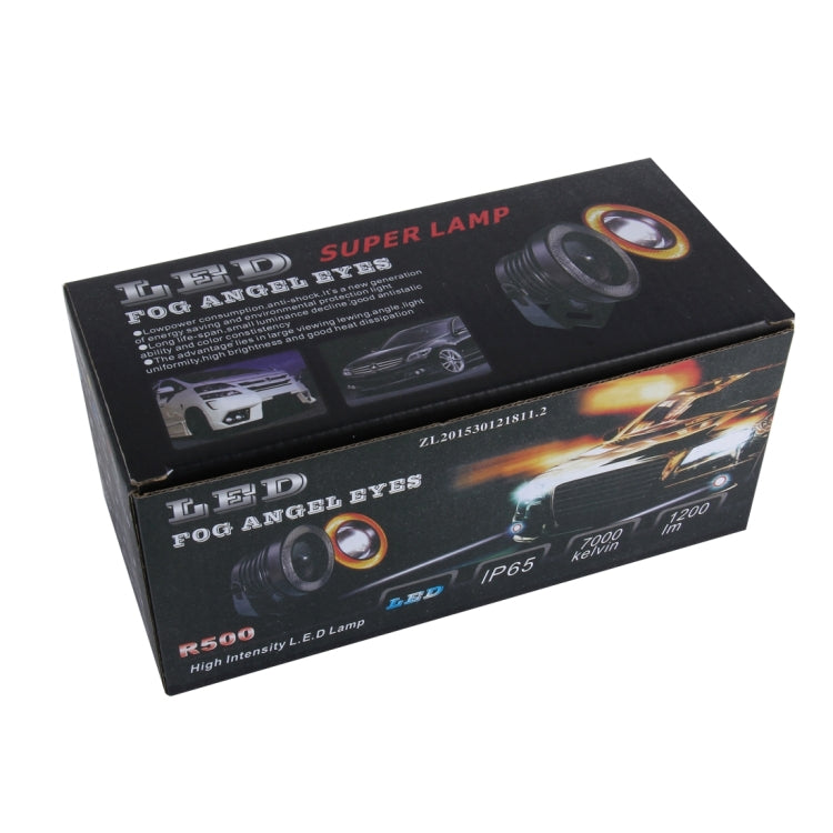 2 PCS 2.5 inch 10W 900 LM 6000K Car Fog Lights with Colorful Angle Eye Light, DC 12V