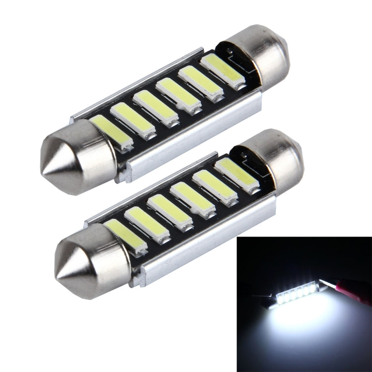 2 PCS 2W 100 LM 6000K 41MM 6 SMD-7020 LEDs Bicuspid Port Decoding Car Dome Lamp LED Reading Light, DC 12V, White Light-Reluova