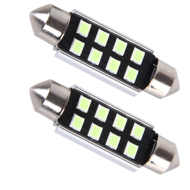 2 PCS DC 12V 2W 41MM 8 SMD-3528 LEDs Bicuspid Port Decoding Car Dome Lamp LED Reading Light