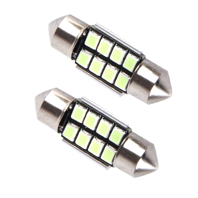 2 PCS DC 12V 2W 31MM 8 SMD-3528 LEDs Bicuspid Port Decoding Car Dome Lamp LED Reading Light-Reluova