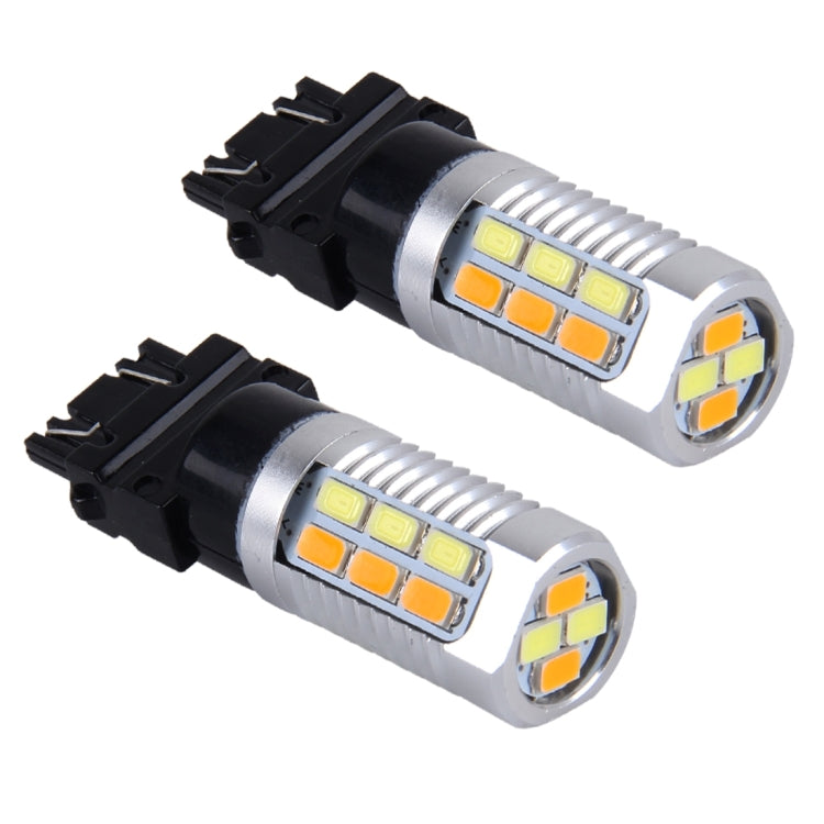 2 PCS T25-3157 6W 22 SMD-5730-LEDs White + Yellow Light Brake Light Turn Light, DC 12V-Reluova