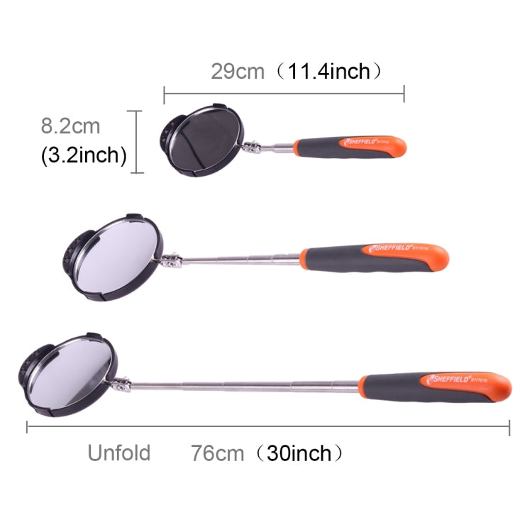 Retractable Vehicle Car Chassis Inspection Mirror with 3 PCS 5mm LED Lights, Mirror Diameter: 82mm, Max Expanding Length: 760mm