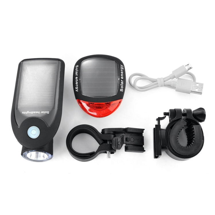 2 PCS 3W 240LM USB Solar Energy Motorcycle / Bicycle Light Set, Front Light+Back Light-Reluova