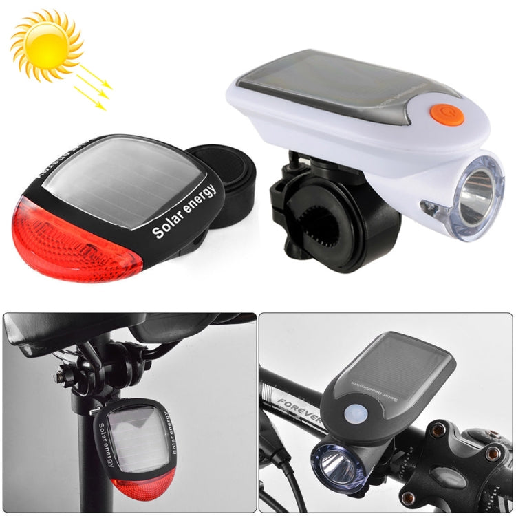 2 PCS 3W 240LM USB Solar Energy Motorcycle / Bicycle Light Set, Front Light+Back Light-Reluova