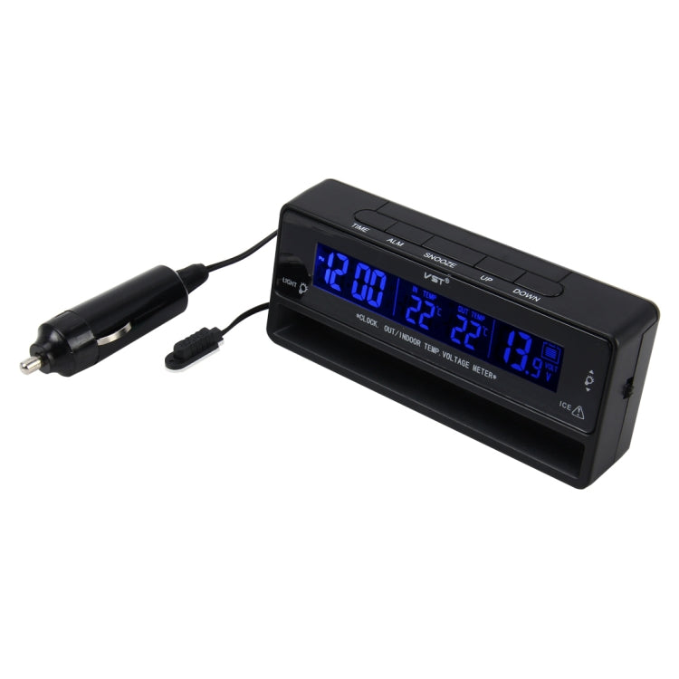 Digital Car Thermometer Voltage Meter Luminous Clock Tester Detector Multi-function Car Digital Clock with Thermometer and Automotive Voltmeter