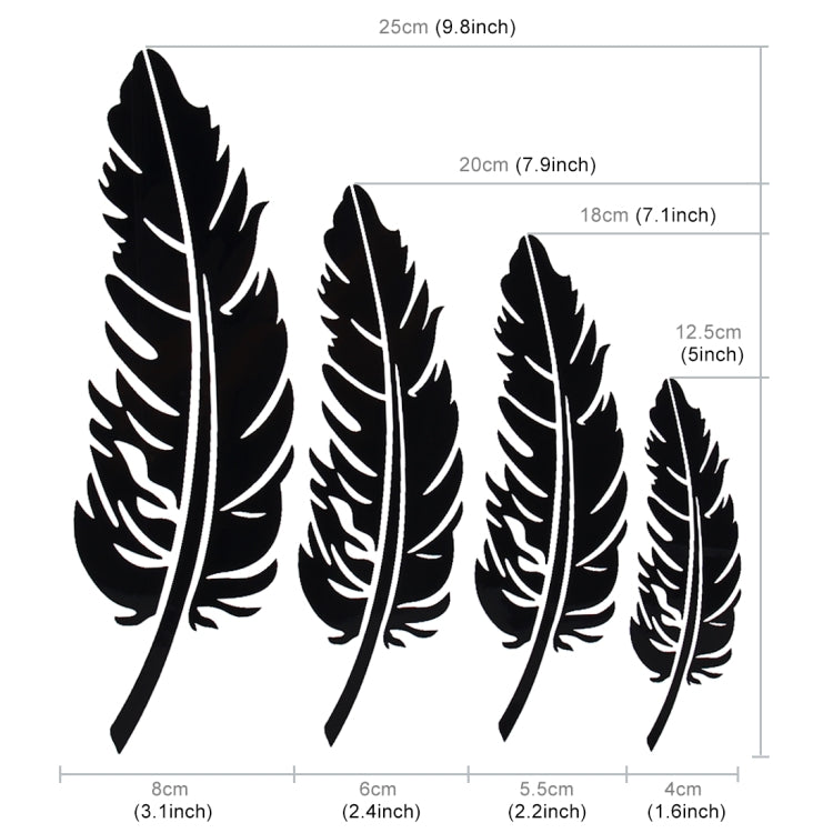 10 PCS Emblem Feather Car Stickers Waterproof Plastic Decal Sticker