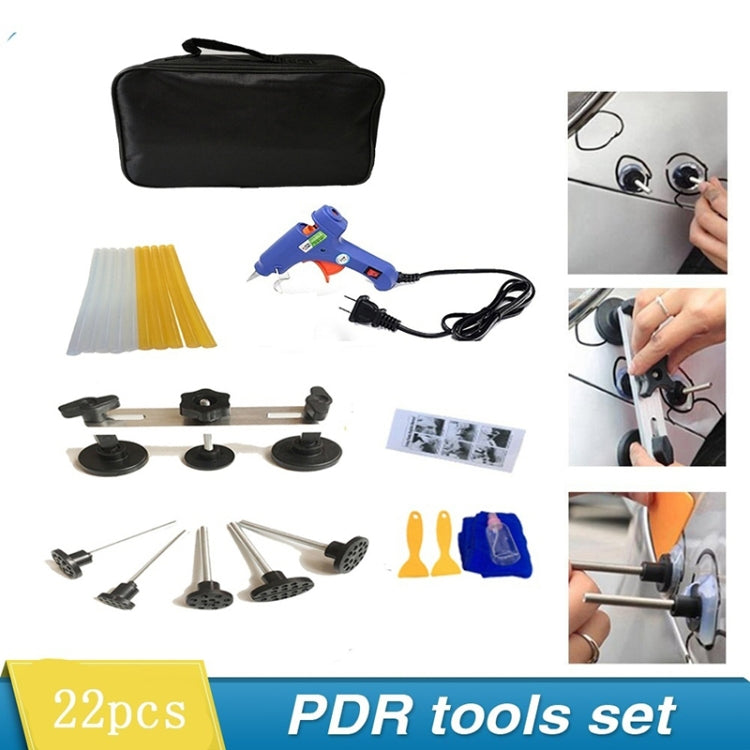 22 in 1 Auto Car Body Dent Repair Tools Pulling Bridge Dent Removal Lifter Puller, with 20W Glue Gun, US Plug or EU Plug-Reluova