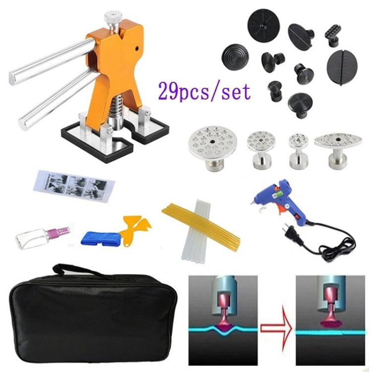 29 in 1 Auto Car Dent Lifter-Glue Puller Aluminium Alloy Tab Bodywork Repair Tools Kit, with 20W Glue Gun, US Plug or EU Plug-Reluova