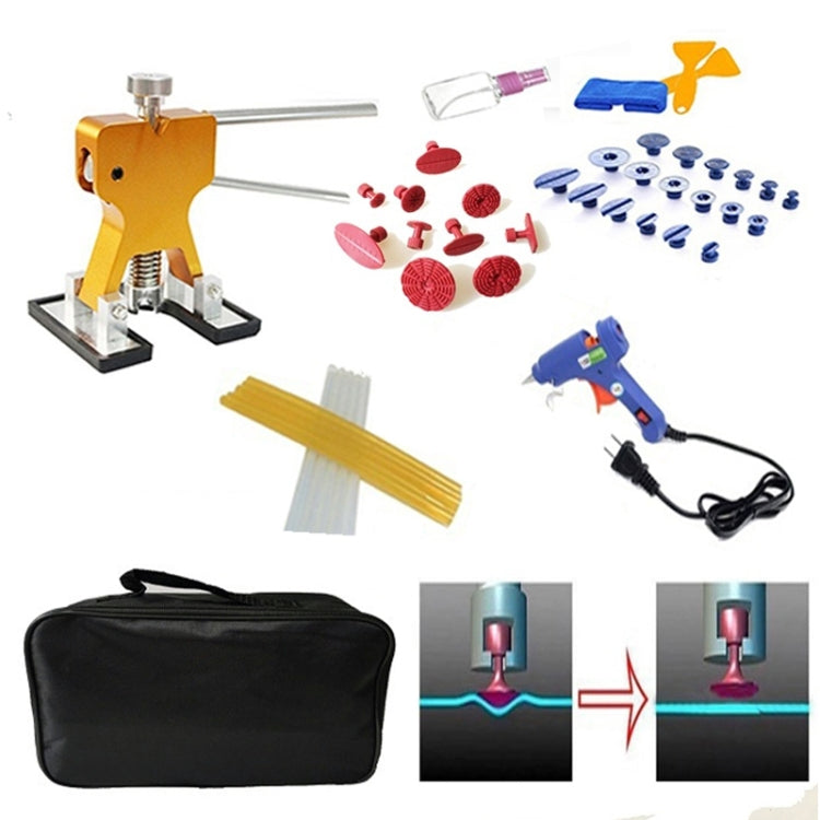 44 in 1 Auto Car Metal PDR Dent Lifter-Glue Puller Tab Hail Removal Paintless Car Dent Repair Tools Kit, with 20W Glue Gun, US Plug or EU Plug