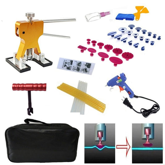 45 in 1 Auto Car Metal PDR Dent Lifter-Glue Puller Tab Hail Removal Paintless Car Dent Repair Tools Kit, with 20W Glue Gun, US Plug or EU Plug-Reluova