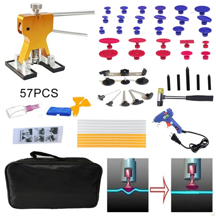 57 in 1 Auto Car Metal PDR Dent Lifter-Glue Puller Tab Hail Removal Paintless Car Dent Repair Tools Kit, with 20W Glue Gun, US Plug or EU Plug ÎҵÄÉ̵ê