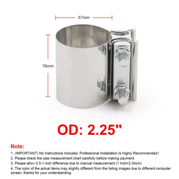 2.25 inch Car Turbo Exhaust Downpipe Stainless Steel Lap Joint Band Clamp-Reluova