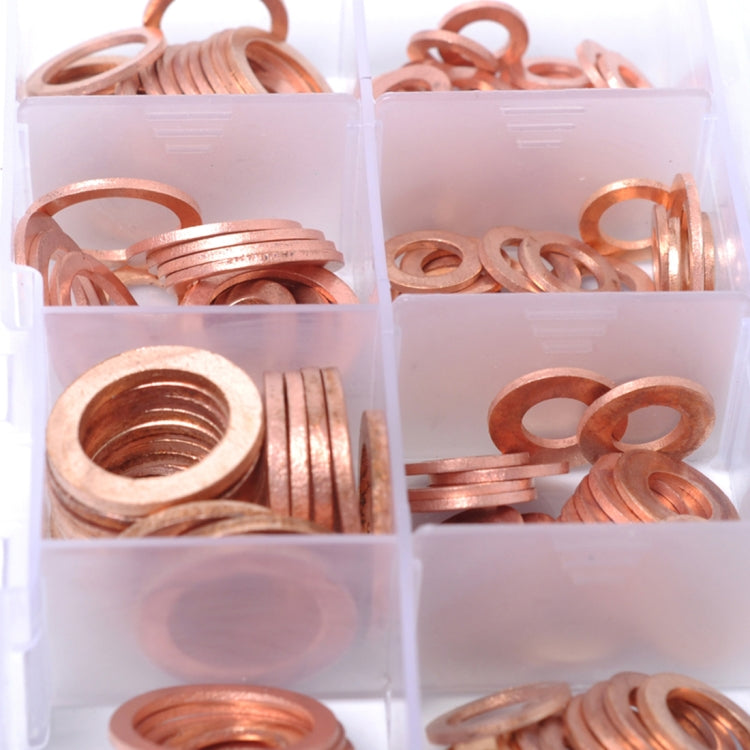 200 PCS O Shape Solid Copper Crush Washers Assorted Oil Seal Flat Ring Kit for Car / Boat  / Generators-Reluova