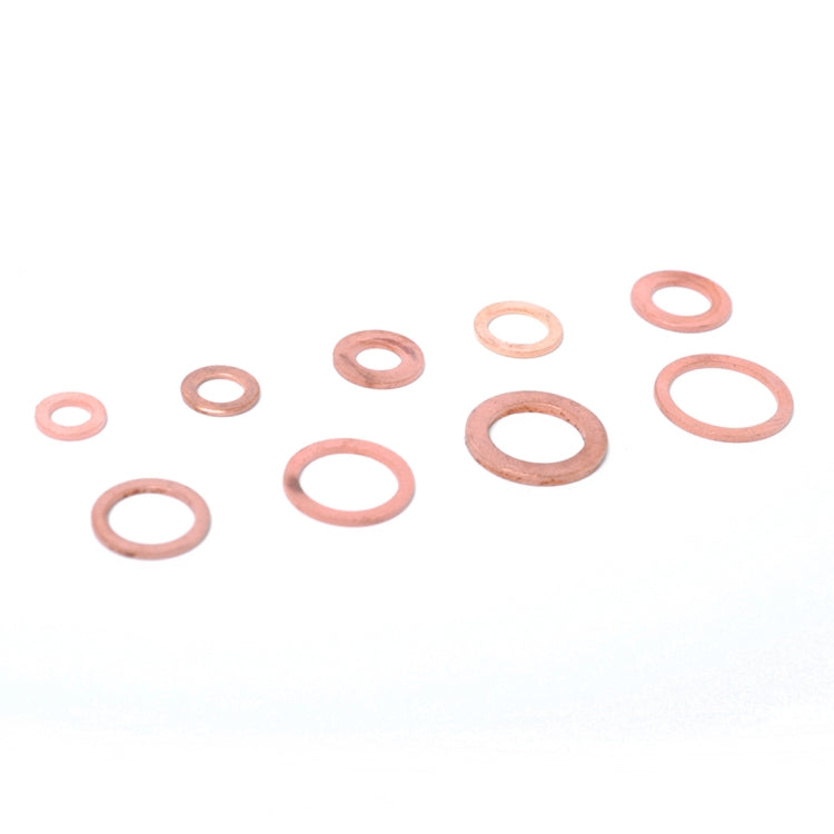 200 PCS O Shape Solid Copper Crush Washers Assorted Oil Seal Flat Ring Kit for Car / Boat  / Generators