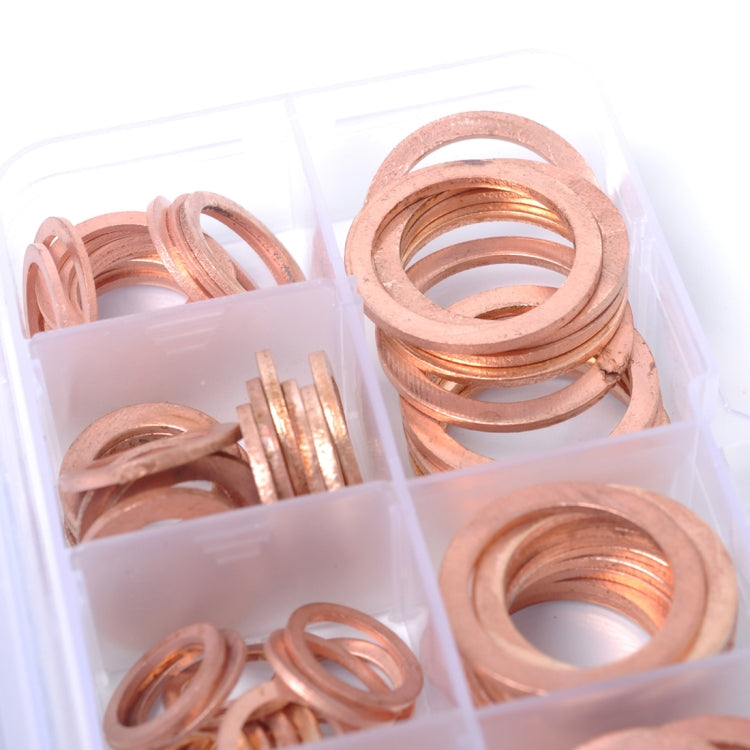 120 PCS O Shape Solid Copper Crush Washers Assorted Oil Seal Flat Ring Kit for Car / Boat  / Generators