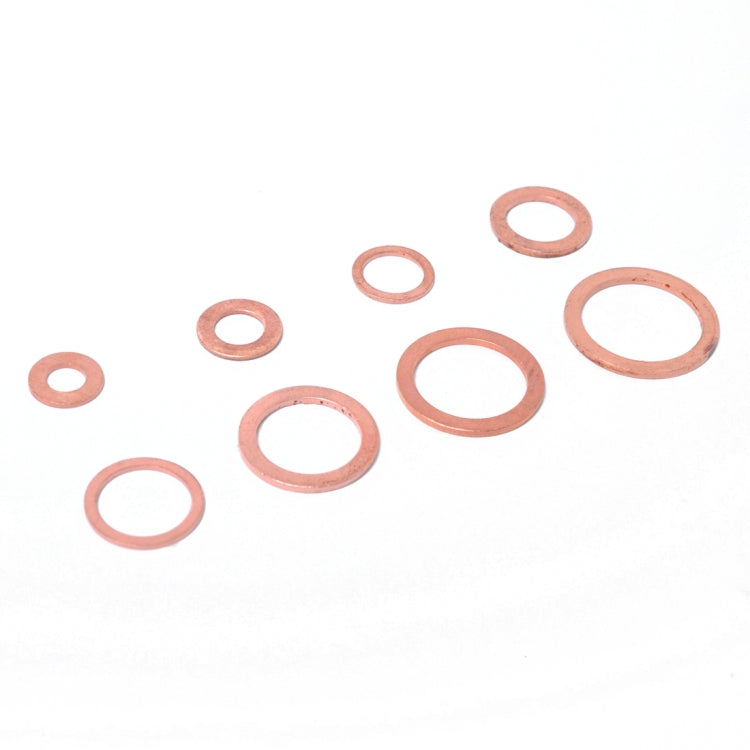 120 PCS O Shape Solid Copper Crush Washers Assorted Oil Seal Flat Ring Kit for Car / Boat  / Generators