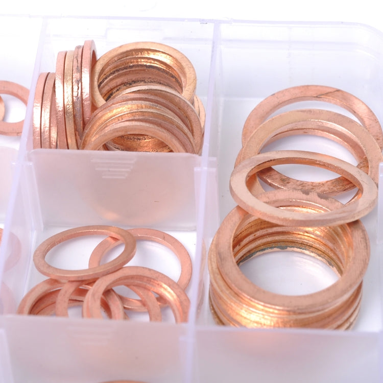 150 PCS O Shape Solid Copper Crush Washers Assorted Oil Seal Flat Ring Kit for Car / Boat  / Generators