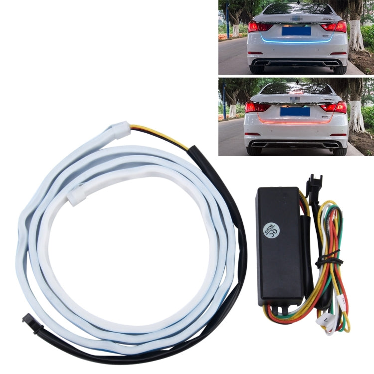 1.2m Car Auto Waterproof Universal Four Color Rear Flowing Light Tail Box Lights with Tail Light Controller, Ice Blue Light Driving Light, White Light Reversing Light, Red Light Brake Light, Yellow Light Turn Signal Light, LED Lamp Strip Tail Decoration