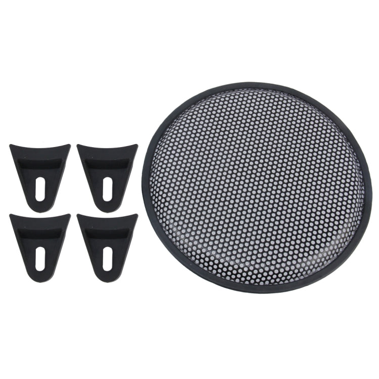 12 inch Car Auto Metal Mesh Black Round Hole Subwoofer Loudspeaker Protective Cover Mask Kit with Fixed Holder