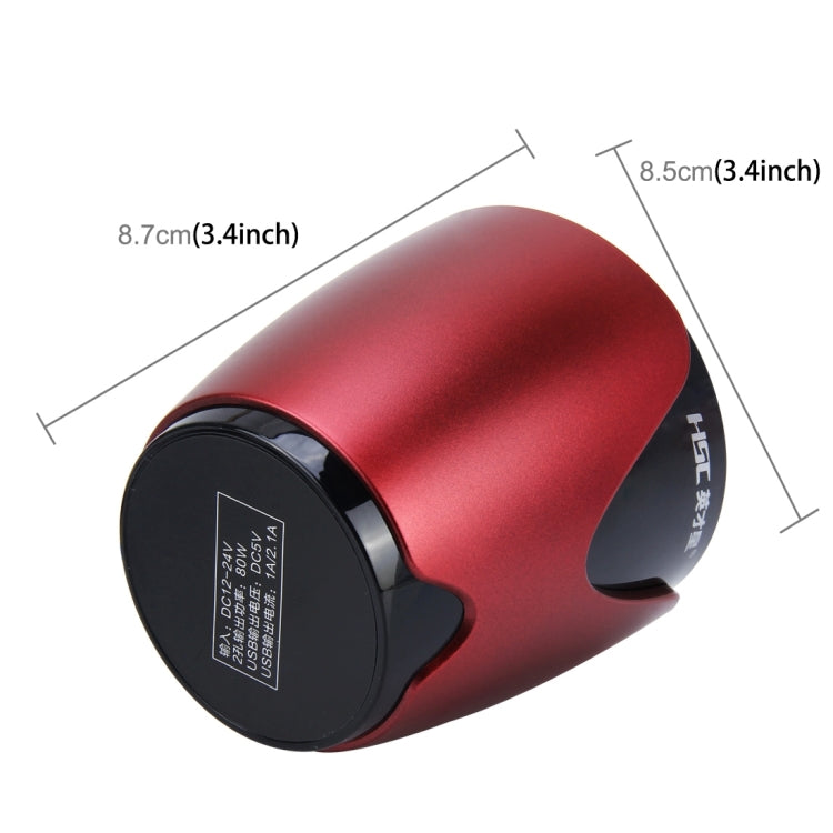 HSC YC-19 Car Cup Charger 2.1A/1A Dual USB Ports Car 12V-24V Charger with 2-Socket Cigarette and Card Socket