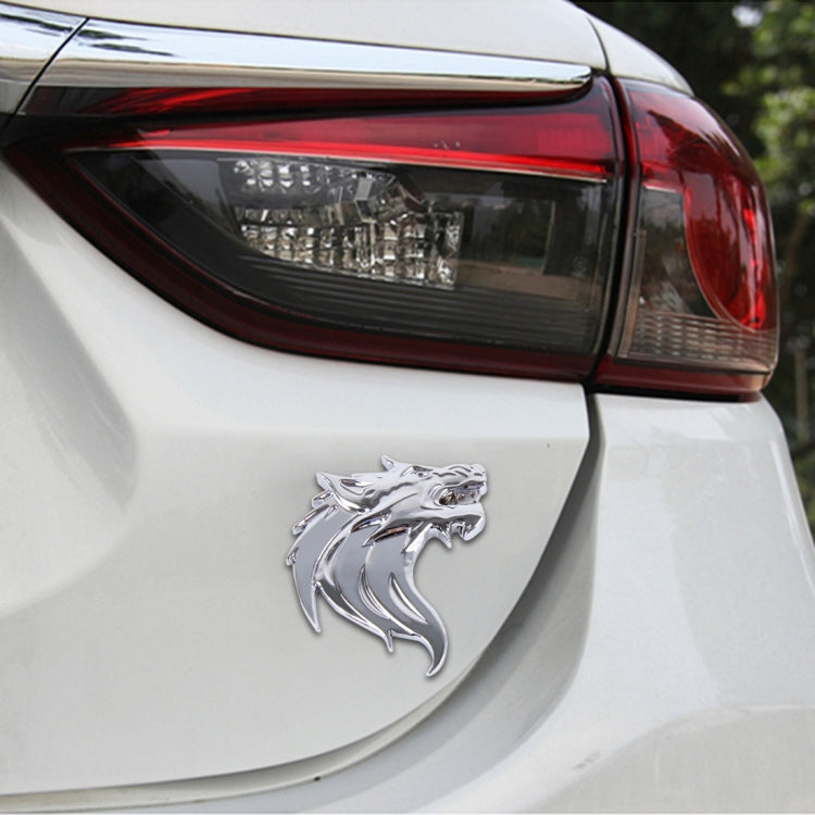 Wolf Head Shape Shining Metal Car Free Sticker