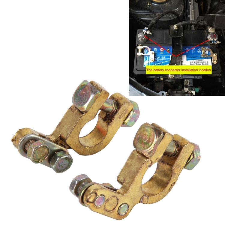 2 PCS Brass Positive and Negative Car Battery Connectors Terminals Clamps Clips, Inner Diameter: 1.2cm-Reluova