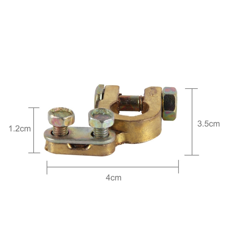 2 PCS Brass Positive and Negative Car Battery Connectors Terminals Clamps Clips, Inner Diameter: 1.2cm-Reluova