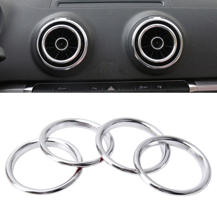 4 PCS Car Outlet Decorative Rings Aluminum Alloy Air Outlet Chrome Trim Ring Car Dashboard  Air Vents Cover Sticker Decoration for Audi A3