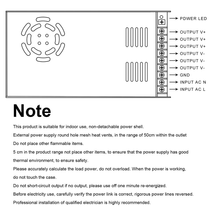 AC 220V to DC 12V 30A 360W Power Adapter AC-DC Converter Step Down Module Voltage Transformer Switch Power-Reluova