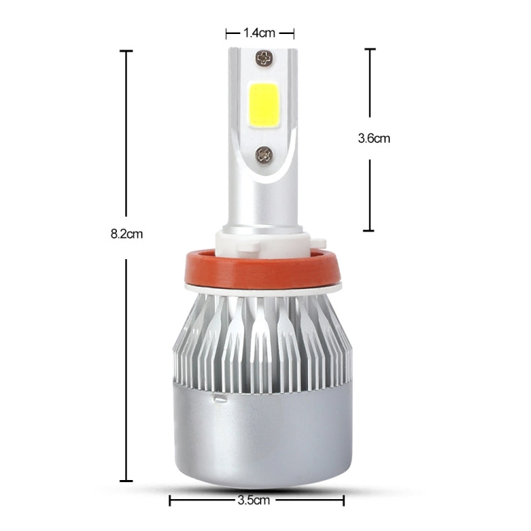 2 PCS H8/H9/H11 18W 1800 LM 8000K IP68 Casnbus Constant Current Car LED Headlight with 2 COB Lamps, DC 9-36V-Reluova