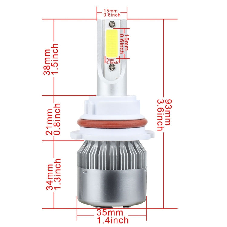 2 PCS 9007 18W 1800 LM 6000K IP68 Casnbus Constant Current Car LED Headlight with 2 COB Lamps, DC 9-36V