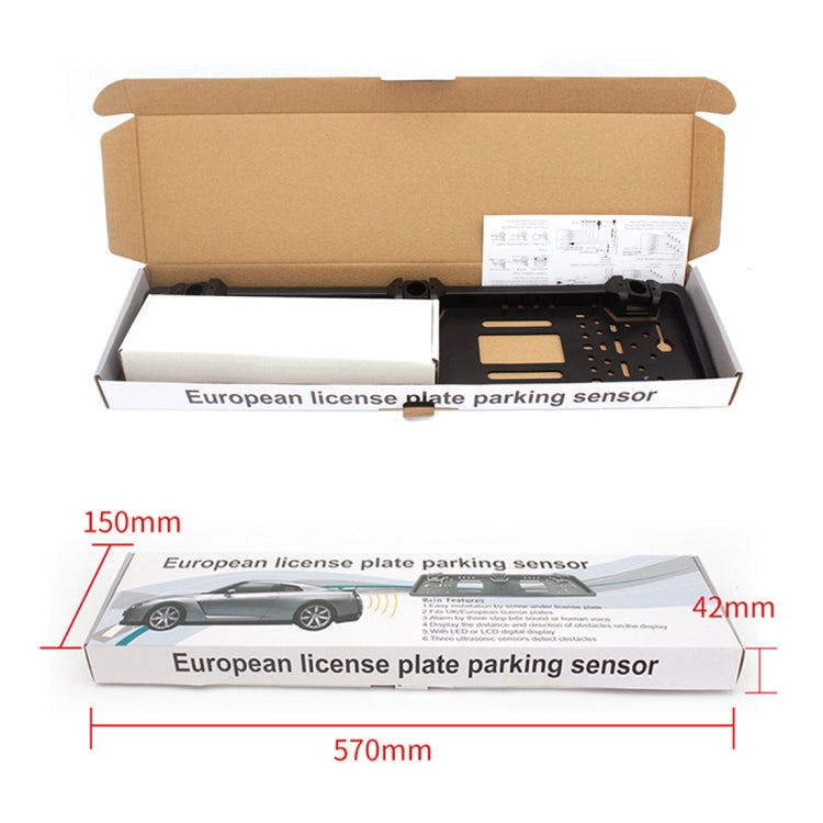 PZ300L-W Wireless Europe Car License Plate Frame Parking Sensors Reversing Radar with 3 Radar Detector