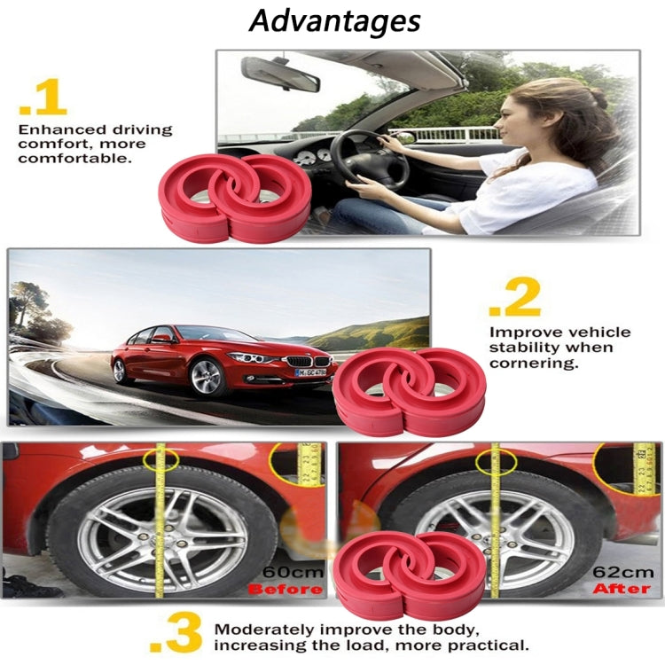 2 PCS Car Auto E Type Shock Absorber Spring Bumper Power Cushion Buffer, Spring Spacing: 17mm, Colloid Height: 38mm(Red)