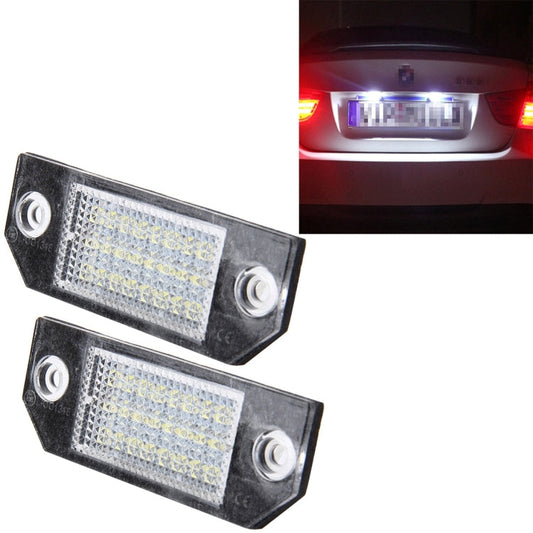 2 PCS License Plate Light with 24  SMD-3528 Lamps for Ford Focus,2W 120LM,6000K, DC12V(White Light)-Reluova