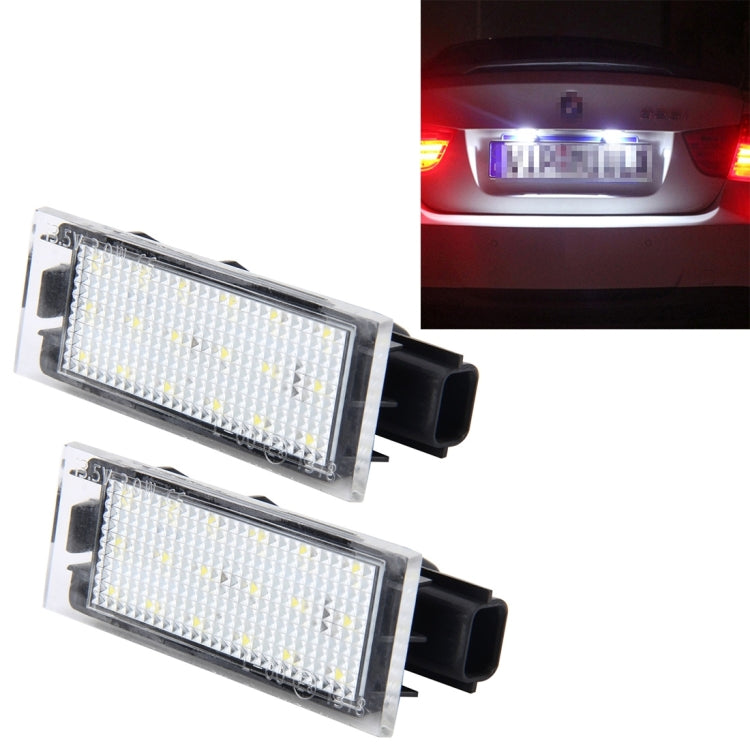 2 PCS License Plate Light with 18  SMD-3528 Lamps for Renault,2W 120LM,6000K, DC12V(White Light)-Reluova