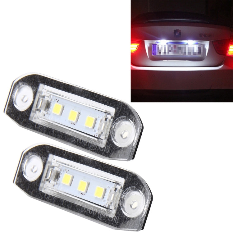 2 PCS License Plate Light with 3  SMD-5050 Lamps for Volvo,2W 120LM,6000K, DC12V(White Light)-Reluova