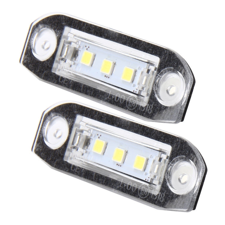 2 PCS License Plate Light with 3  SMD-5050 Lamps for Volvo,2W 120LM,6000K, DC12V(White Light)-Reluova