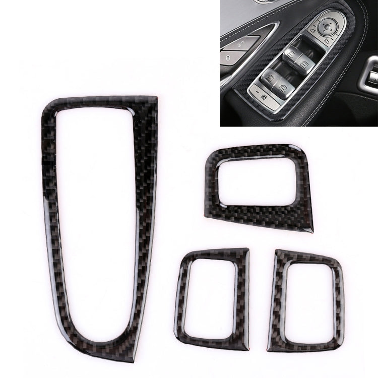 4 PCS Car Carbon Fiber Door Lift Window Regulator Button Decorative Sticker for Mercedes-Benz C-Class ÎҵÄÉ̵ê