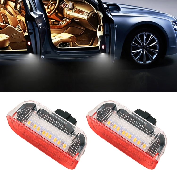 2 PCS LED Car DC 12V 1.6W Door Lights Lamps 18LEDs SMD-3528 Lamps for Volkswagen Golf 5 / 6, White Light + Red Light