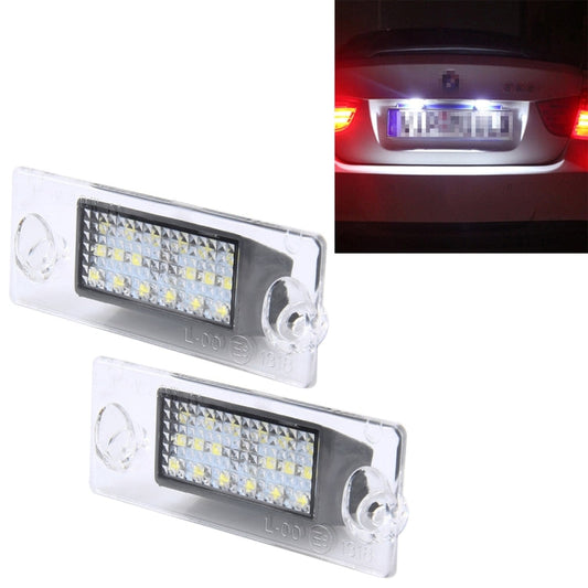 2 PCS License Plate Light with 18  SMD-3528 Lamps for Audi£¬2W 120LM, DC12V (White Light)-Reluova