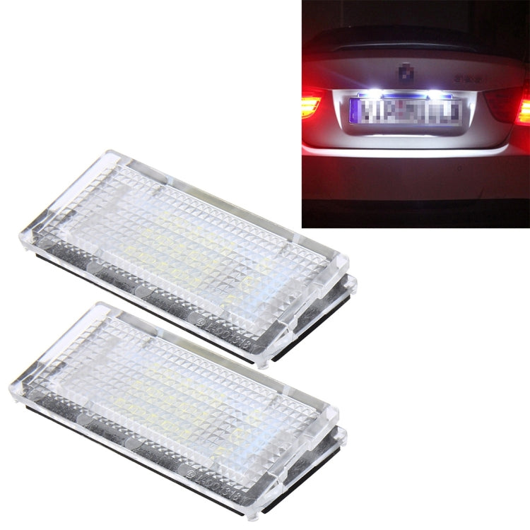 2 PCS License Plate Light with 18  SMD-3528 Lamps for BMW E46 4D 1998-2003£¬2W 120LM,6000K, DC12V (White Light)