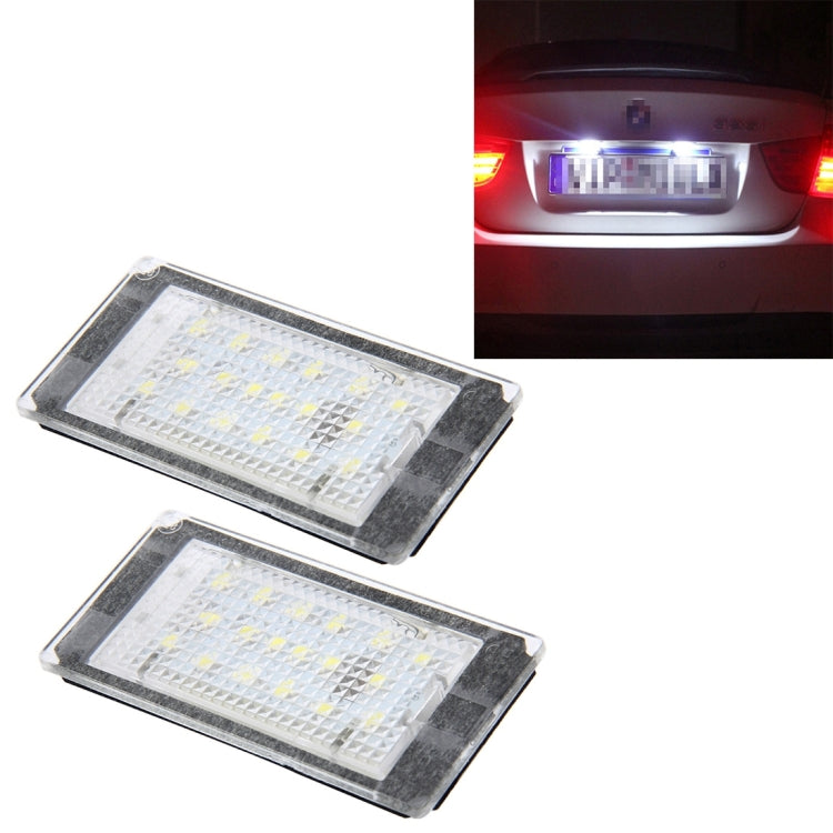 2 PCS License Plate Light with 18  SMD-3528 Lamps for BMW E46 2D M3 1998-2003,2W 120LM,6000K, DC12V (White Light)-Reluova