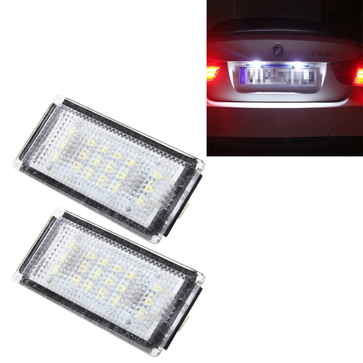 2 PCS License Plate Light with 18  SMD-3528 Lamps for BMW E46 2D M3,2004-2006,2W 120LM,6000K, DC12V (White Light)-Reluova