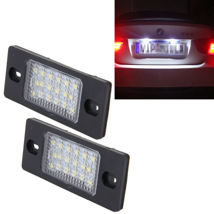 2 PCS License Plate Light with 18  SMD-3528 Lamps for Volkswagen Touareg 2003-2010  ,Prosche  Cayenne 2002-2010,2W 120LM, DC12V (White Light)-Reluova