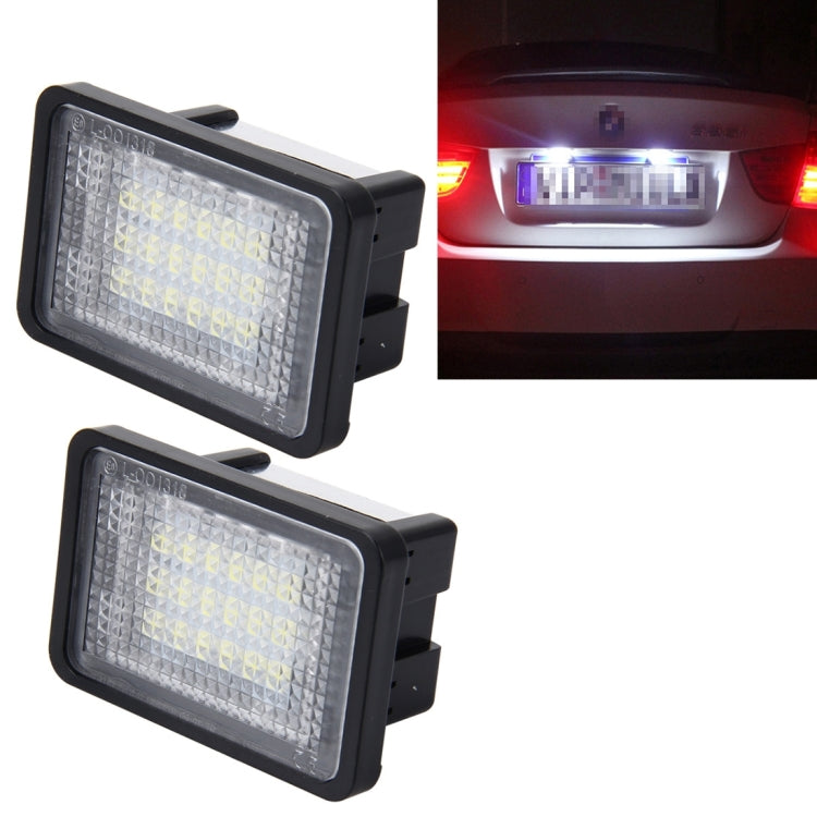 2 PCS License Plate Light with 18  SMD-3528 Lamps for Mercedes-Benz GLK X204 ,2W 120LM, DC12V (White Light)-Reluova