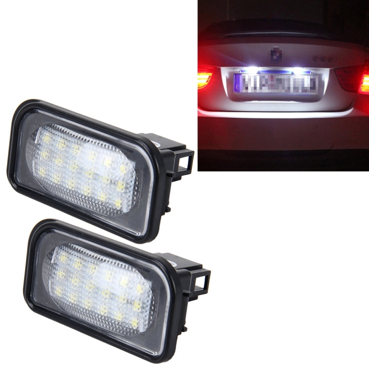 2 PCS License Plate Light with 18  SMD-3528 Lamps for Mercedes-Benz  W203 4D ,2W 120LM 6000K, DC12V,with Canbus (White Light)-Reluova