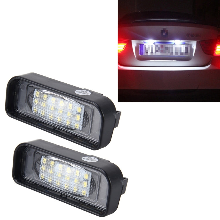 2 PCS License Plate Light with 18  SMD-3528 Lamps with Canbus for Mercedes-Benz W220,2W 120LM,6000K, DC12V(White Light)