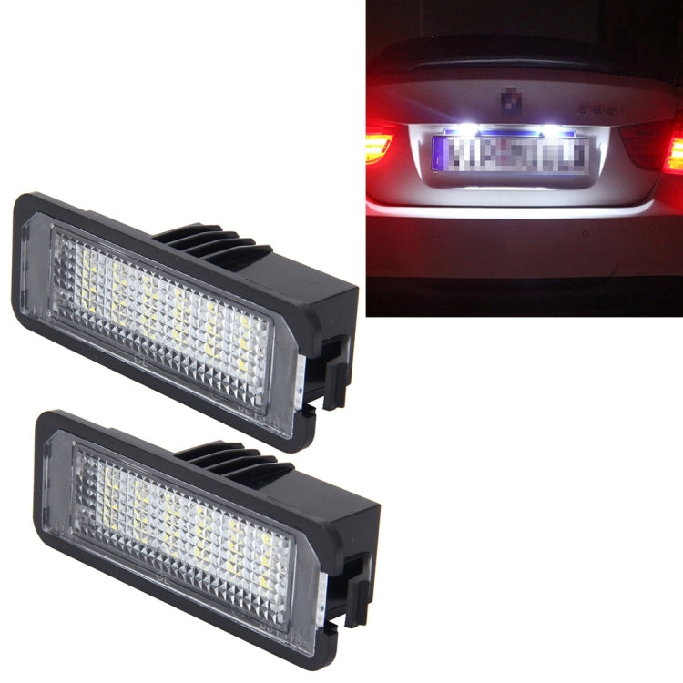 2 PCS License Plate Light with 18  SMD-3528 Lamps for Volkswagen,2W 120LM,6000K, DC12V(White Light)-Reluova